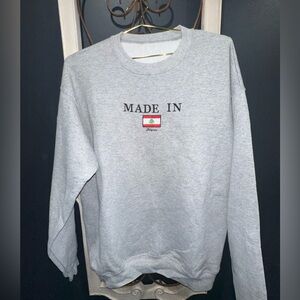 Gray Crewneck Sweater with Embroidered Design